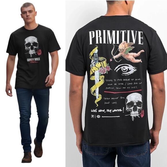 Primitive X Skateboarding Guns N' Roses Don’t Cry Tee Shirt Black Size L Graphic - Picture 1 of 7